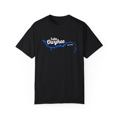 Lake Owyhee Blue Lake White Logo Unisex Garment-Dyed T-shirt