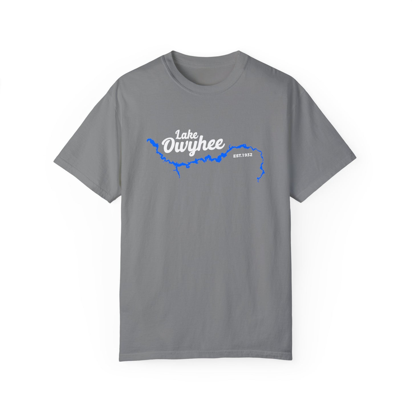 Lake Owyhee Blue Lake White Logo Unisex Garment-Dyed T-shirt