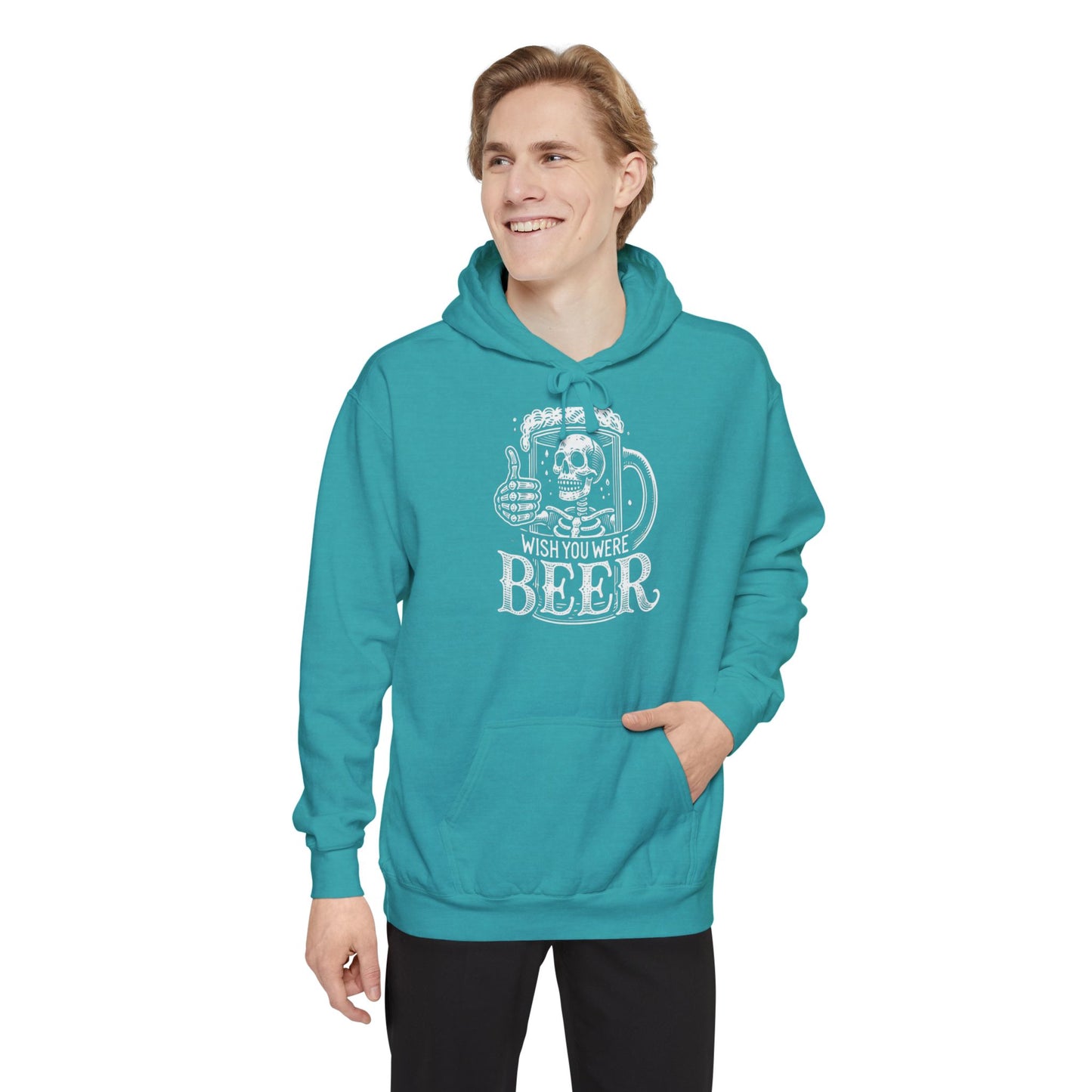 Wish You Were Beer Unisex Garment-Dyed Hoodie