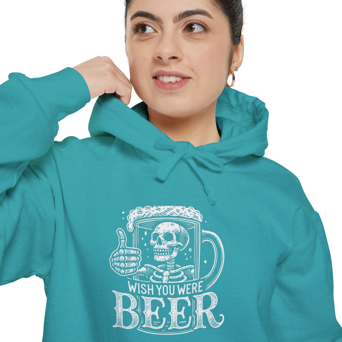 Wish You Were Beer Unisex Garment-Dyed Hoodie