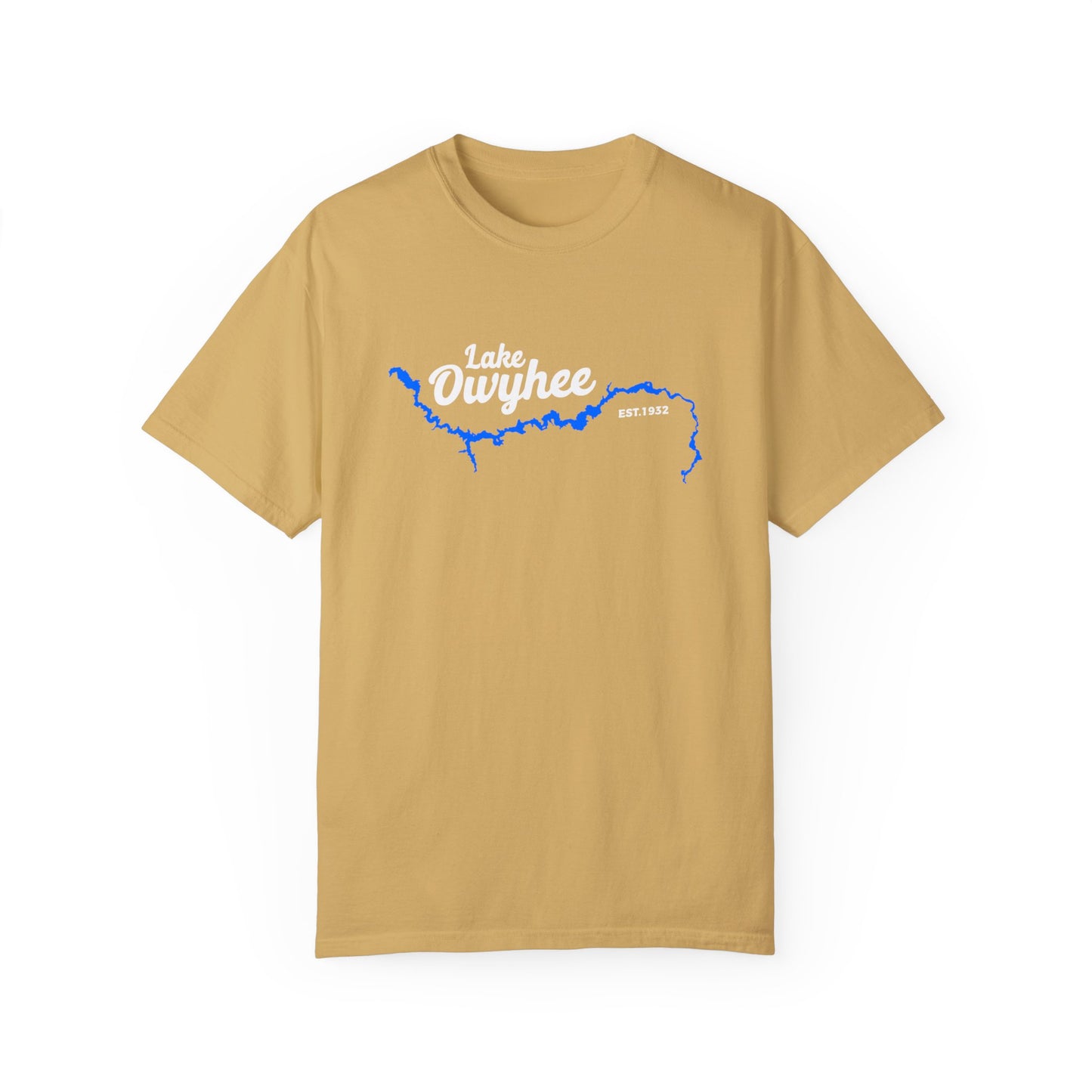 Lake Owyhee Blue Lake White Logo Unisex Garment-Dyed T-shirt