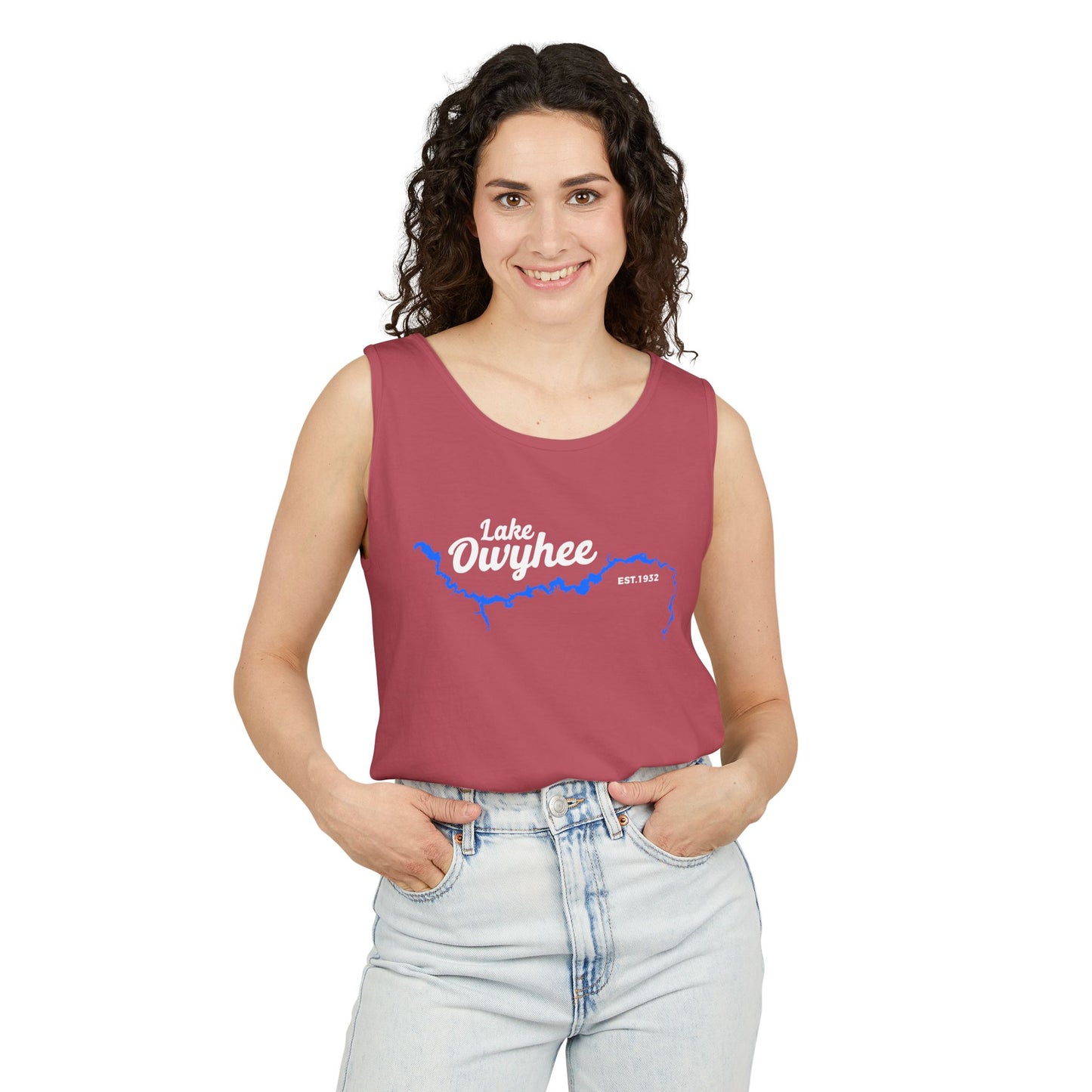 Lake Owyhee Outline Unisex Garment-Dyed Tank Top