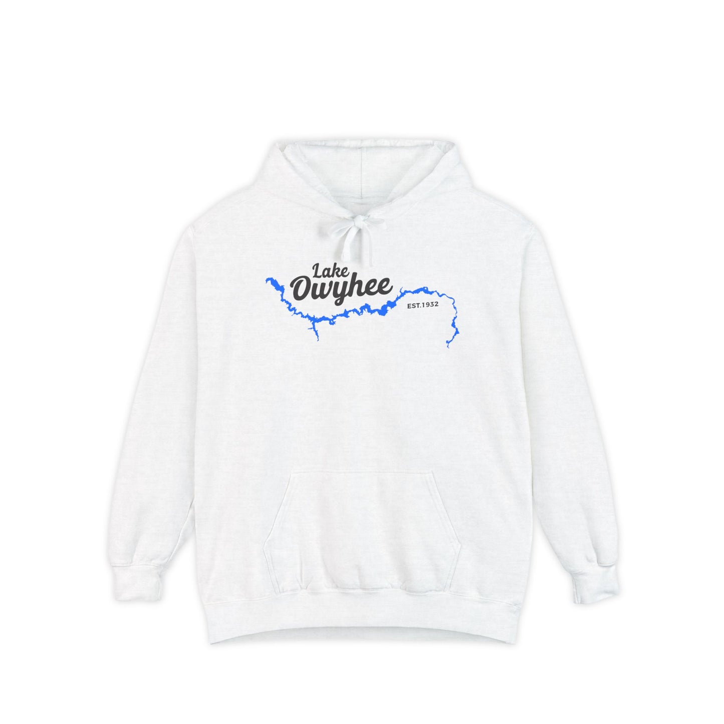 Lake Owyhee Outline Black Unisex Garment-Dyed Hoodie