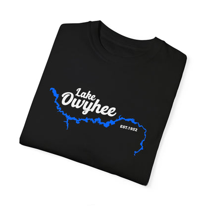 Lake Owyhee Blue Lake White Logo Unisex Garment-Dyed T-shirt