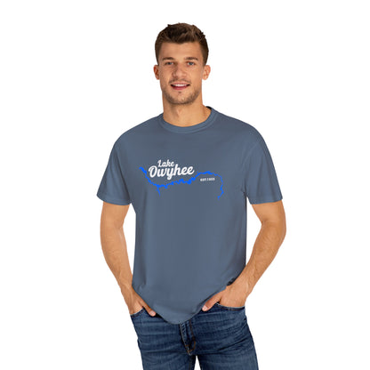 Lake Owyhee Blue Lake White Logo Unisex Garment-Dyed T-shirt