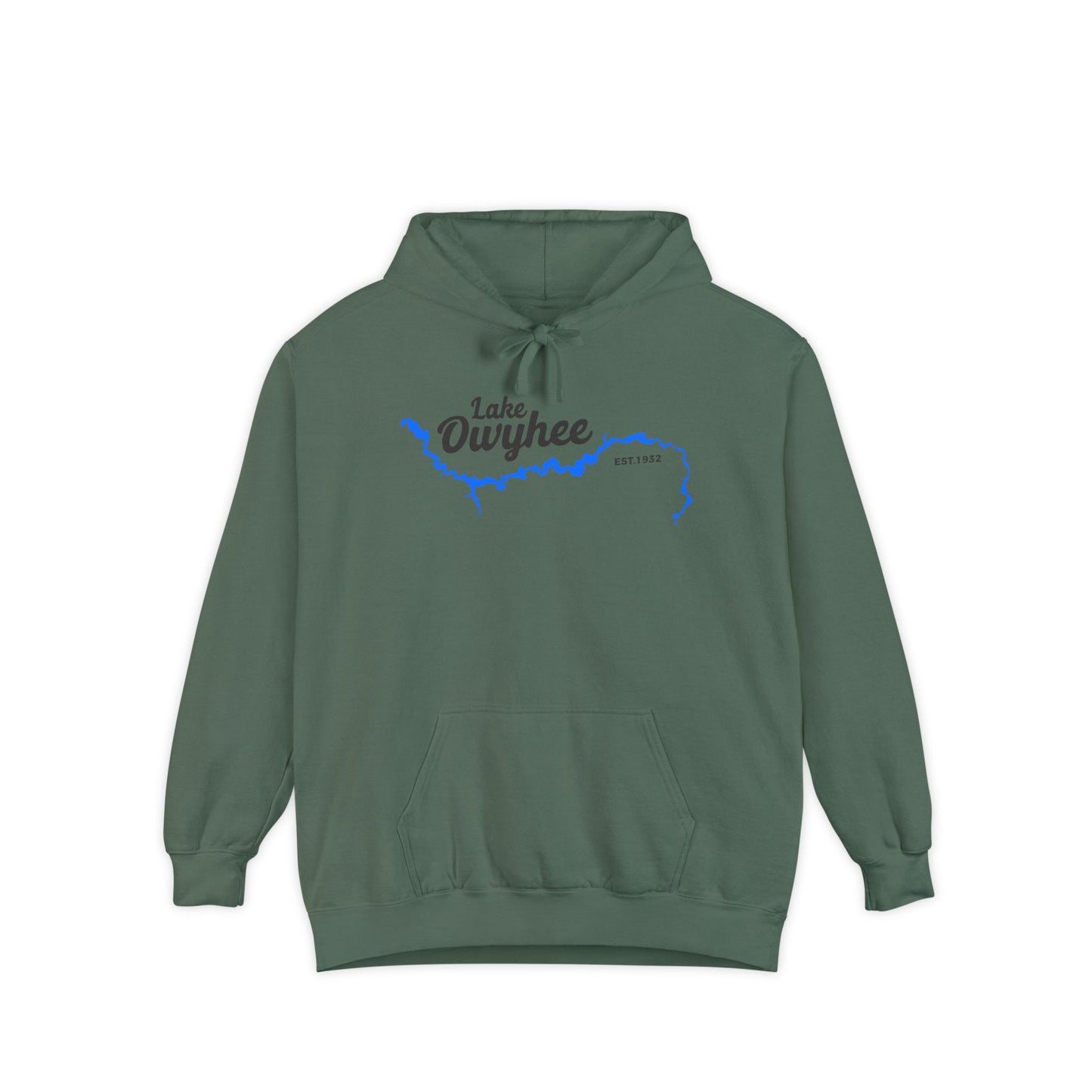 Lake Owyhee Outline Black Unisex Garment-Dyed Hoodie