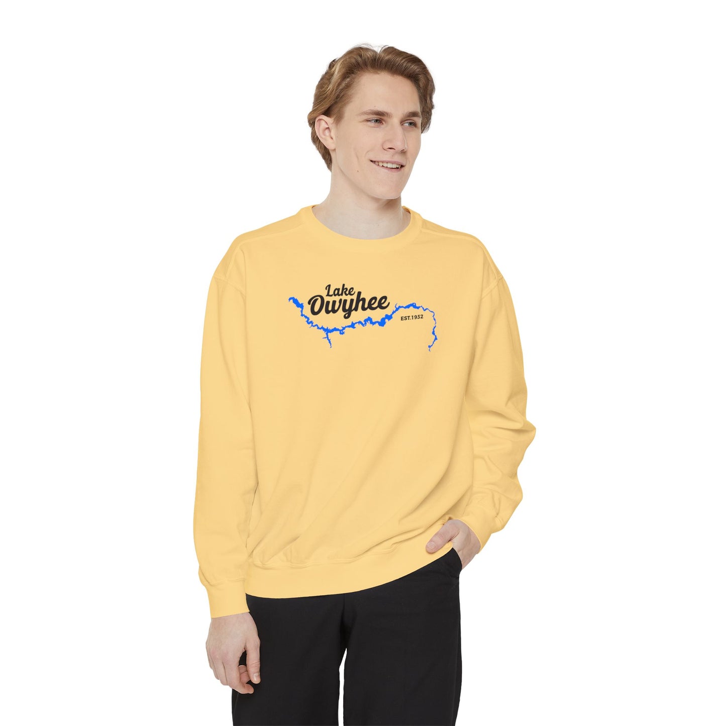 Lake Owyhee Outline Unisex Garment-Dyed Sweatshirt