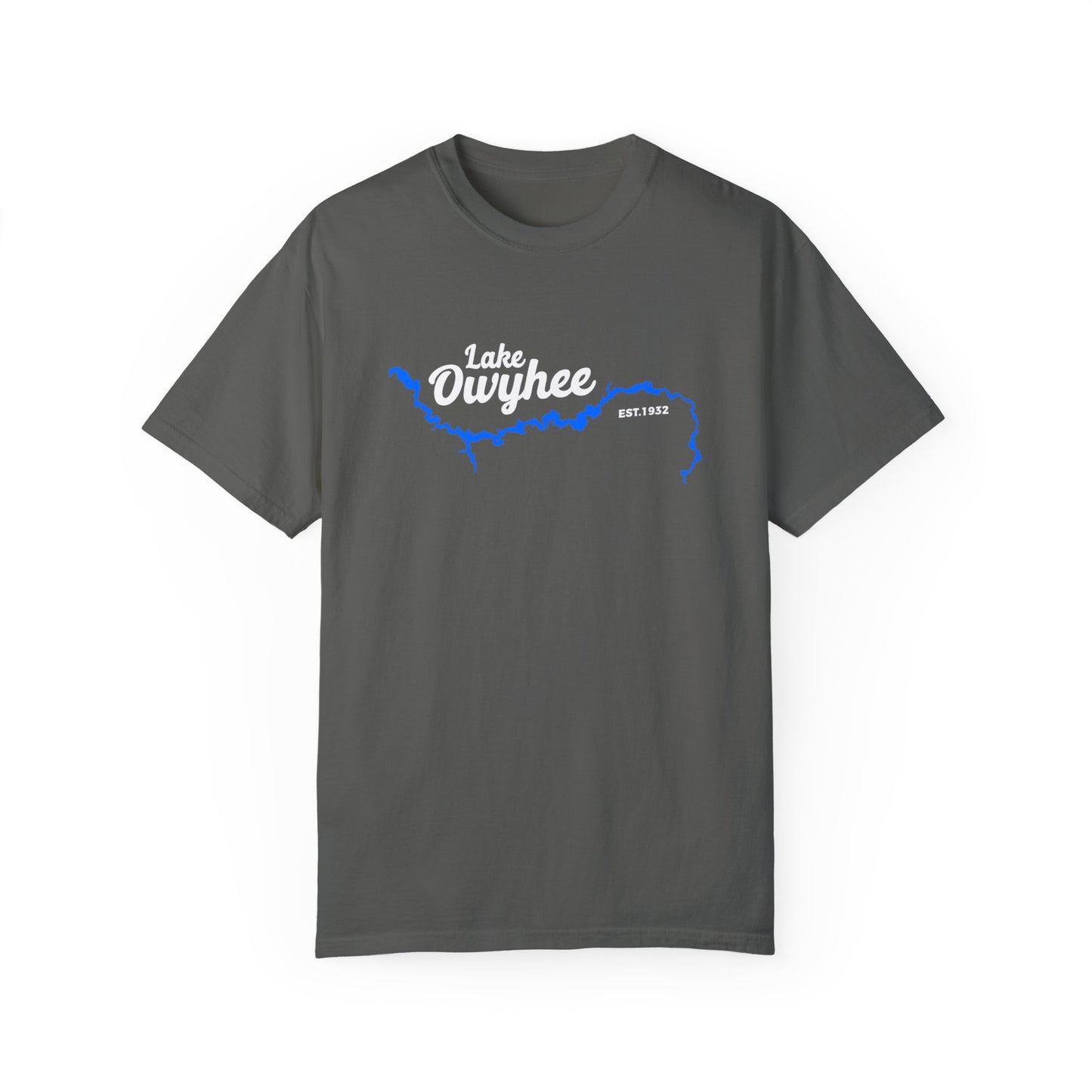 Lake Owyhee Blue Lake White Logo Unisex Garment-Dyed T-shirt