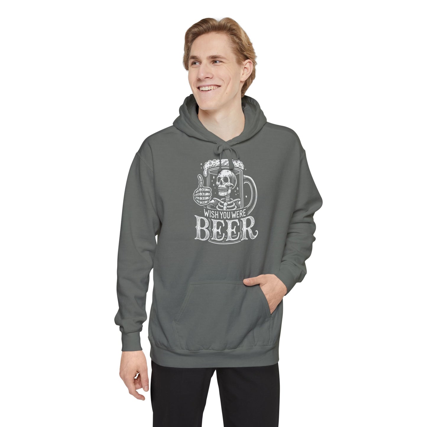 Wish You Were Beer Unisex Garment-Dyed Hoodie