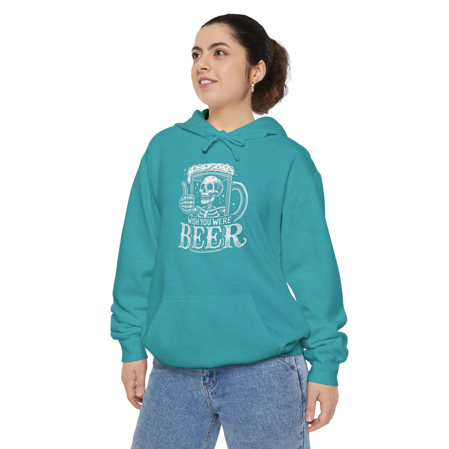 Wish You Were Beer Unisex Garment-Dyed Hoodie