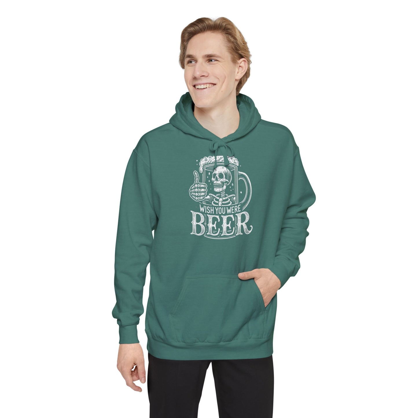 Wish You Were Beer Unisex Garment-Dyed Hoodie