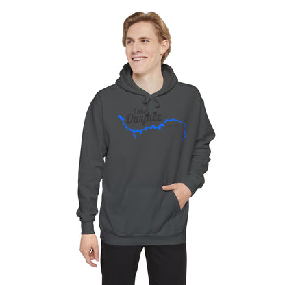 Lake Owyhee Outline Black Unisex Garment-Dyed Hoodie